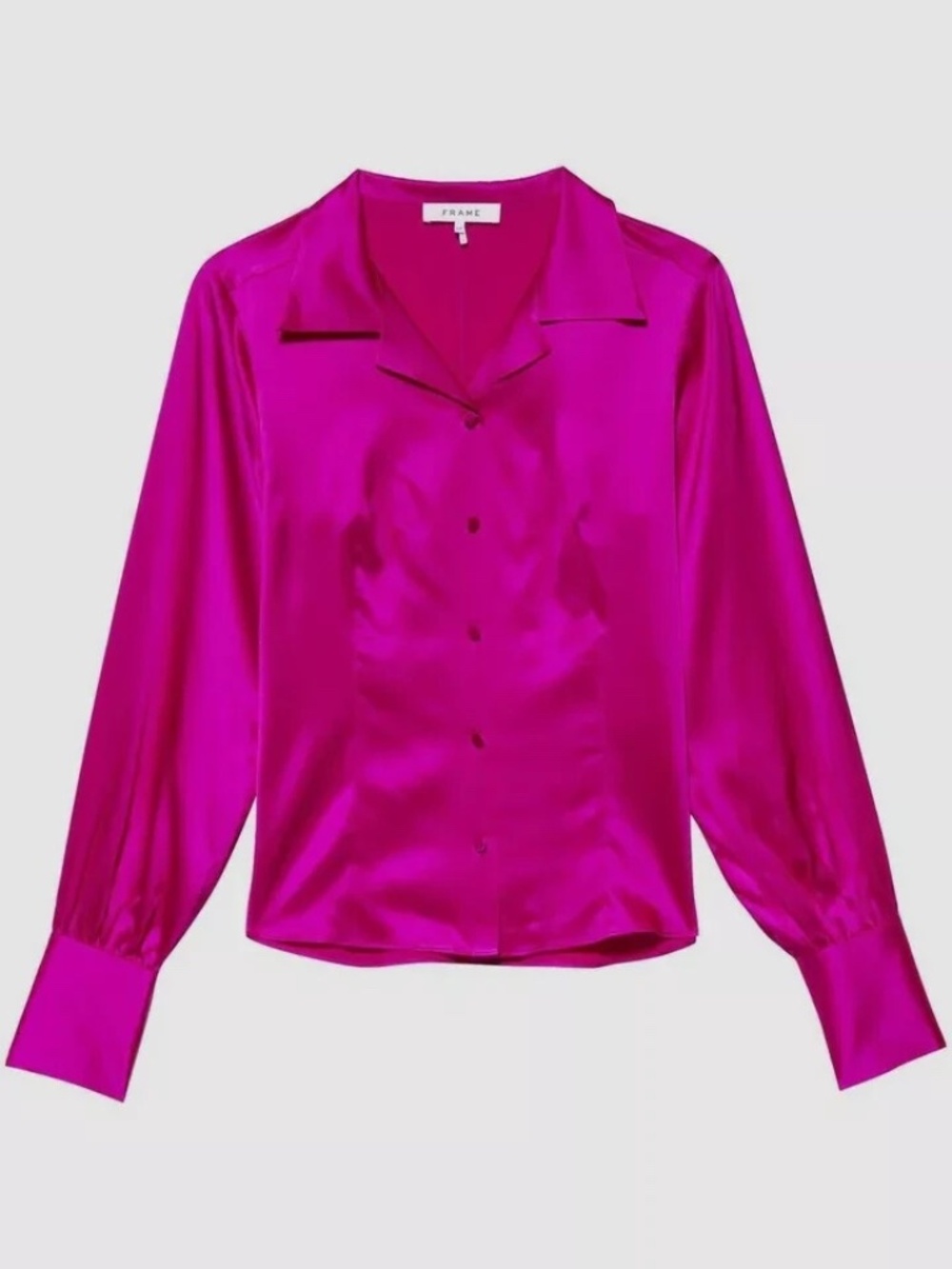 $398 Unworn Frame Silk Femme Shirt in Magenta - Picture 9 of 13
